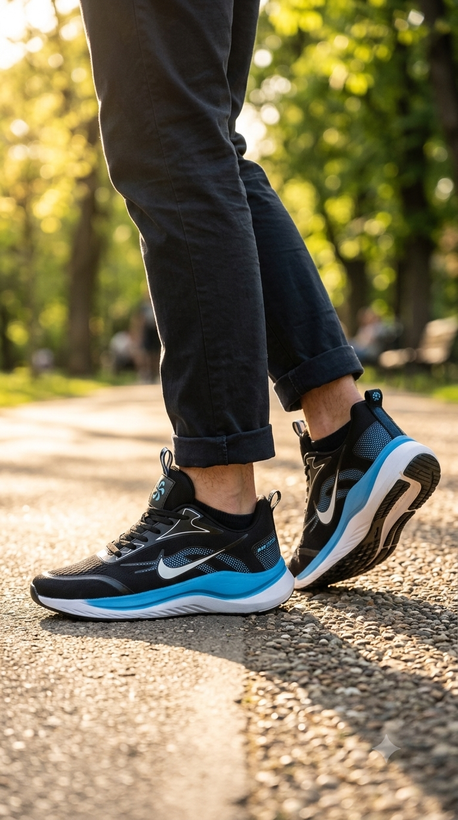 کتونی مردانه NIKE مدل AIR ZOOM متریال وارداتی بسیار راحت | مشکی آبی