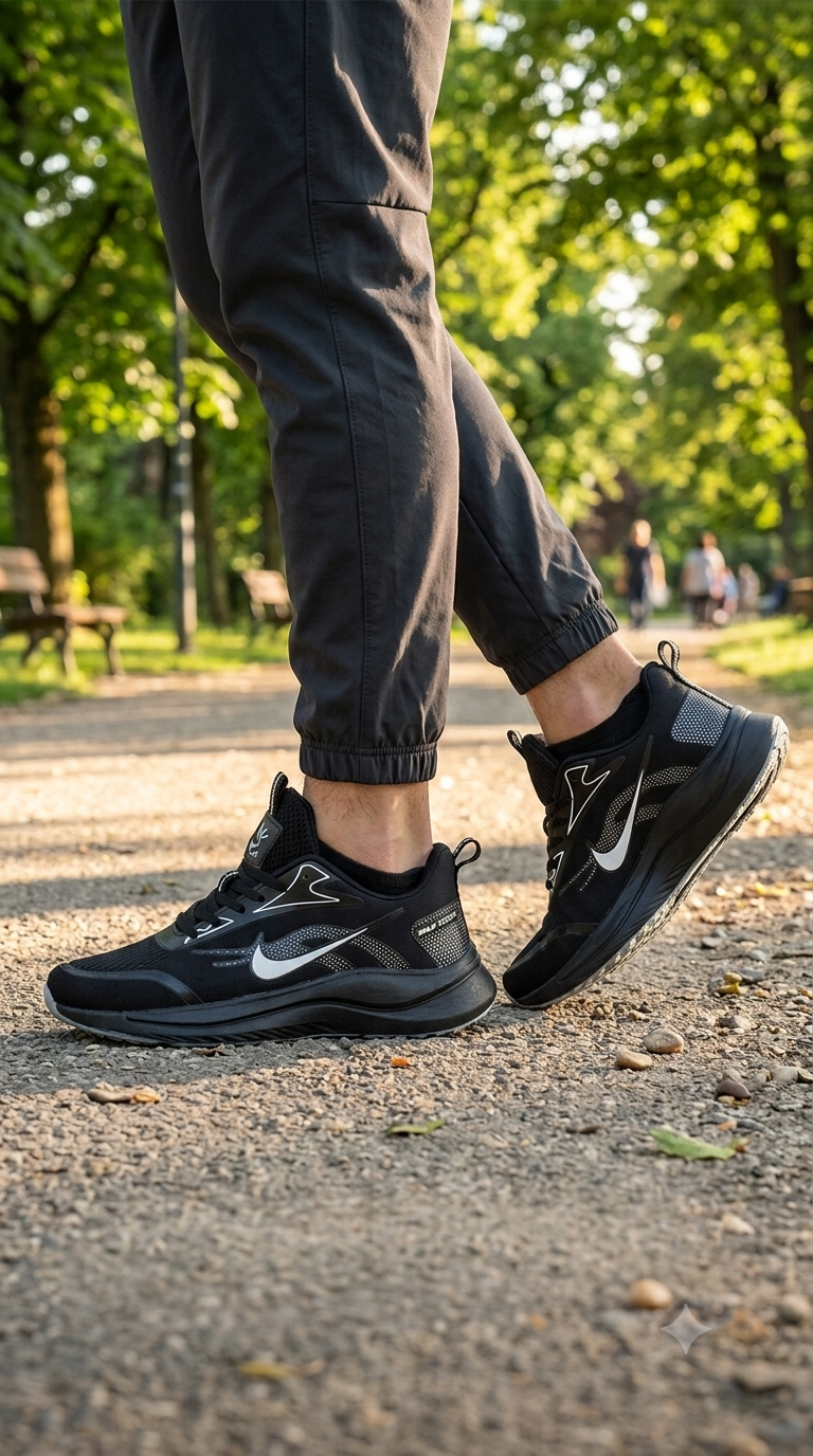 کتونی مردانه NIKE مدل AIR ZOOM متریال وارداتی بسیار راحت | مشکی نقره ای
