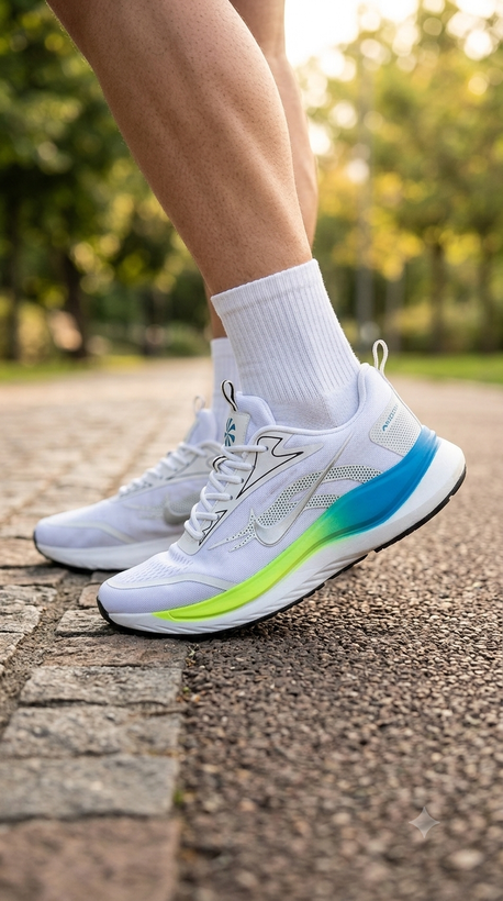 کتونی مردانه NIKE مدل AIR ZOOM متریال وارداتی بسیار راحت | سفید سبز آبی