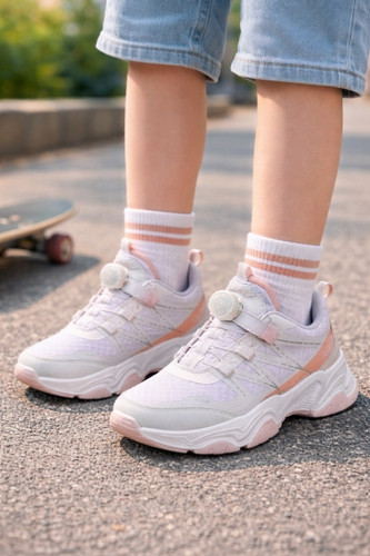 کتونی بچگانه Li-Ning سفید گلبه ای زیره و رویه باکیفیت وارداتی